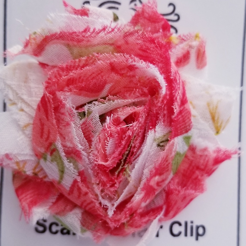 Shabby Rose Flower Scarf Clip or Hair Clip salmon